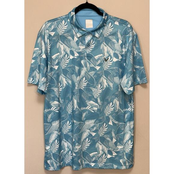 Callaway Opti-Dri Golf Shirt Men’s Large Blue White Tropical Floral Hawaiian - Picture 7 of 7